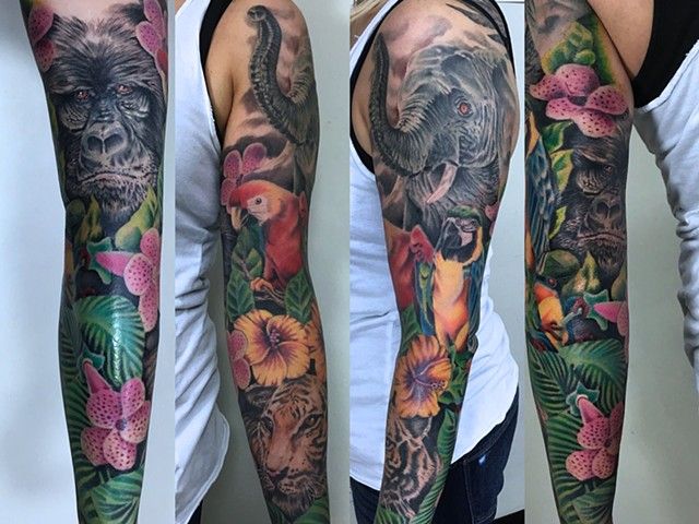 Image result for jungle sleeve tattoos