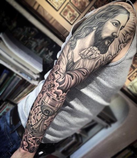 73 Religious Sleeve Tattoos for Men