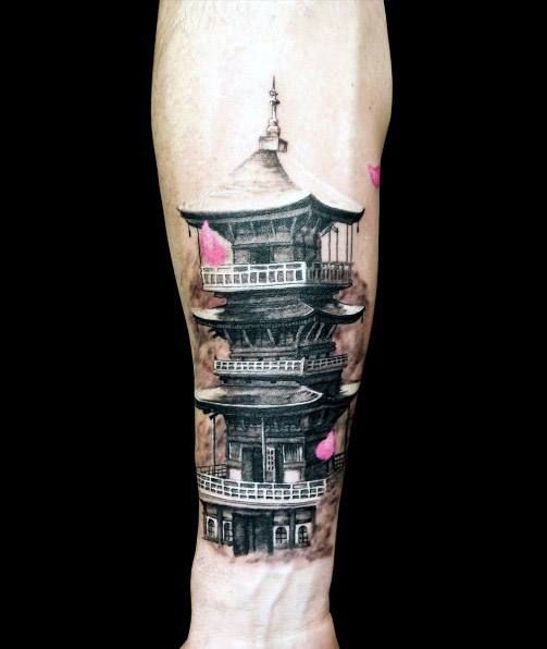 60 Pagoda Tattoo Designs for Men