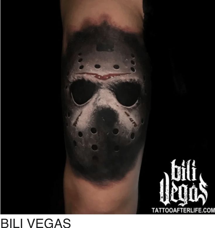 Skull Tattoo with Leg Tattoos and Mask Design
