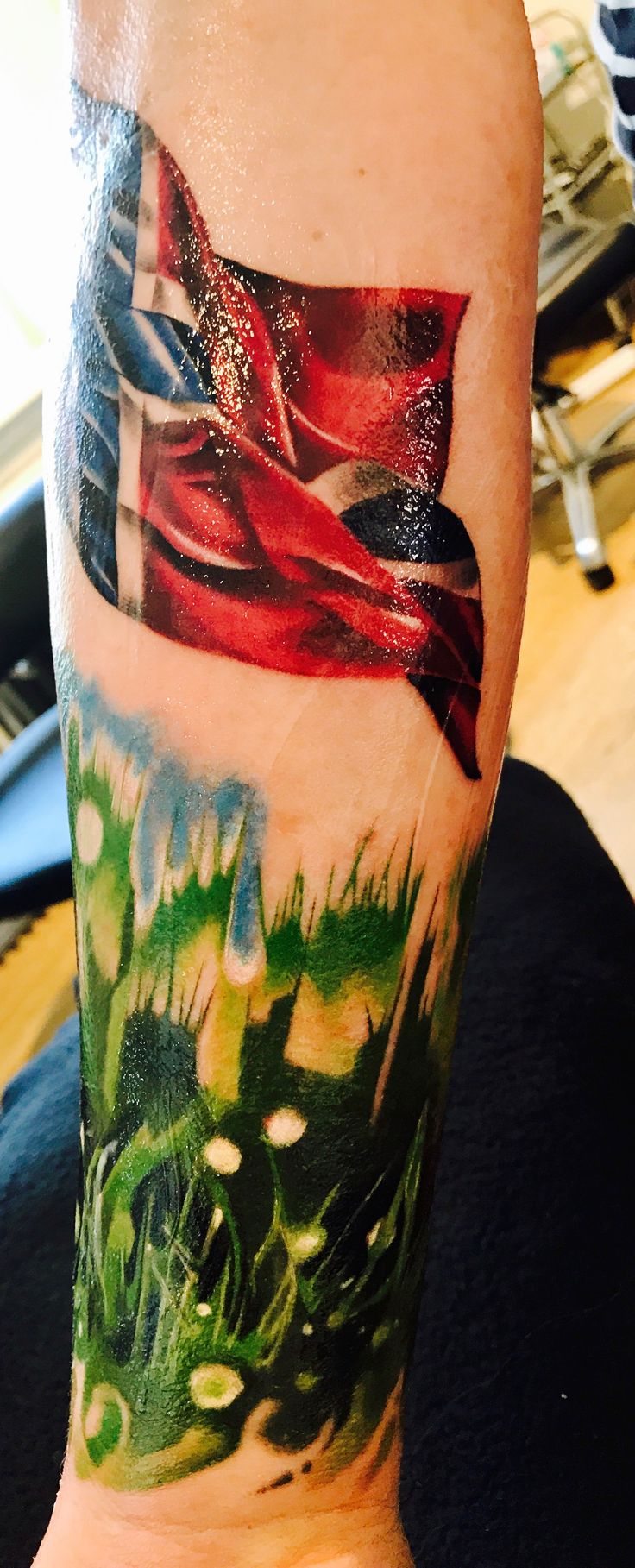 Watercolor Tattoo Norwegian Flag