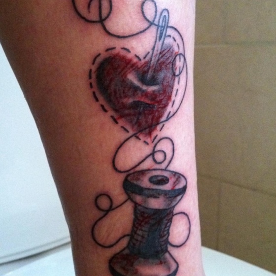 My sister's new sewing tattoo. I'm not a tattoo fan myself but this one is