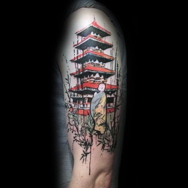 60 Pagoda Tattoo Designs for Men