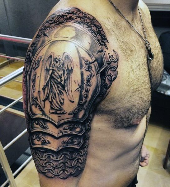 Pin by Button on 版画风格 | Body armor tattoo, Armor tattoo, Shoulder armor  tattoo