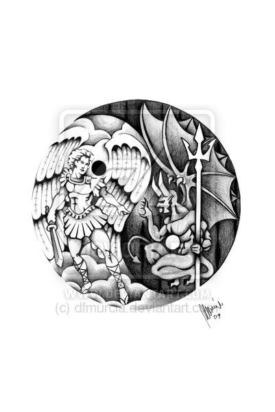 Angel vs. Demon -yin yang- | Yin yang tattoos, Ying yang tattoo, Mythology  tattoos