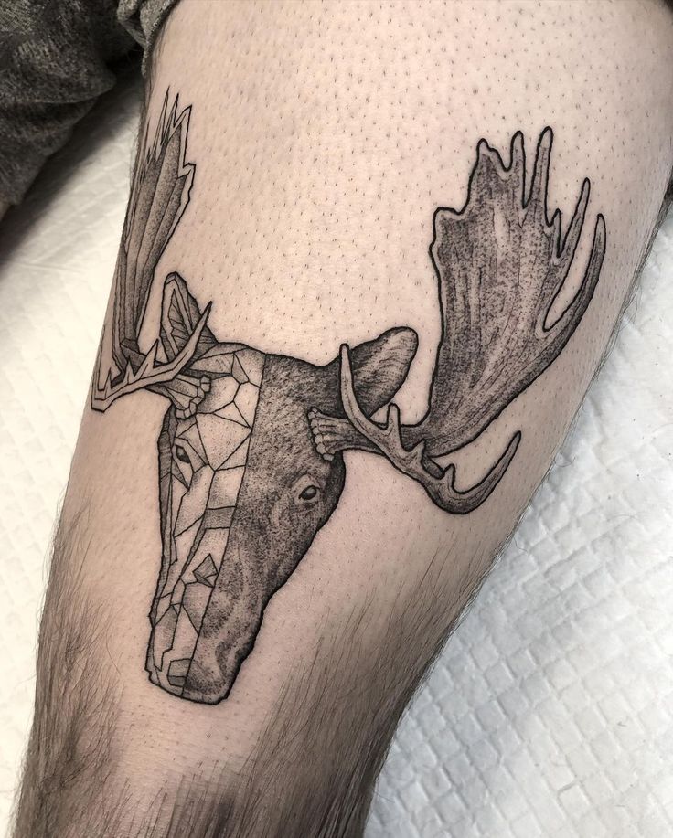 Moose Tattoo, modern moose tattoo, simple moose tattoo, moose tattoo ideas, geometric moose tattoo | Moose tattoo, Mom tattoos, Head tattoos
