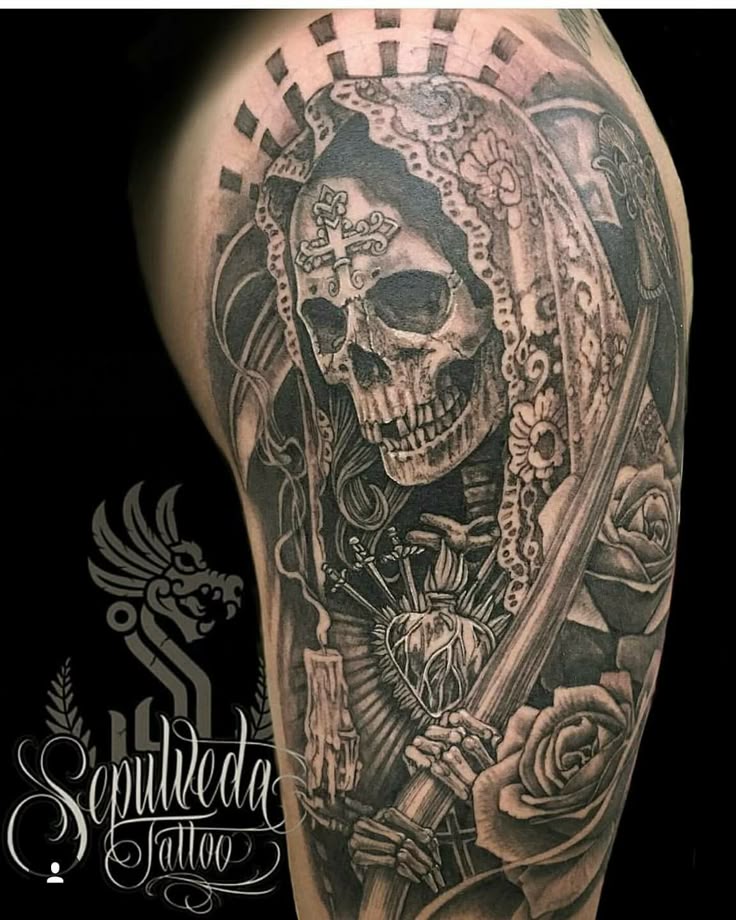 Pin by denise on Tattoo ideas | Scary tattoos, Aztec tattoos sleeve, Skull  tattoo design