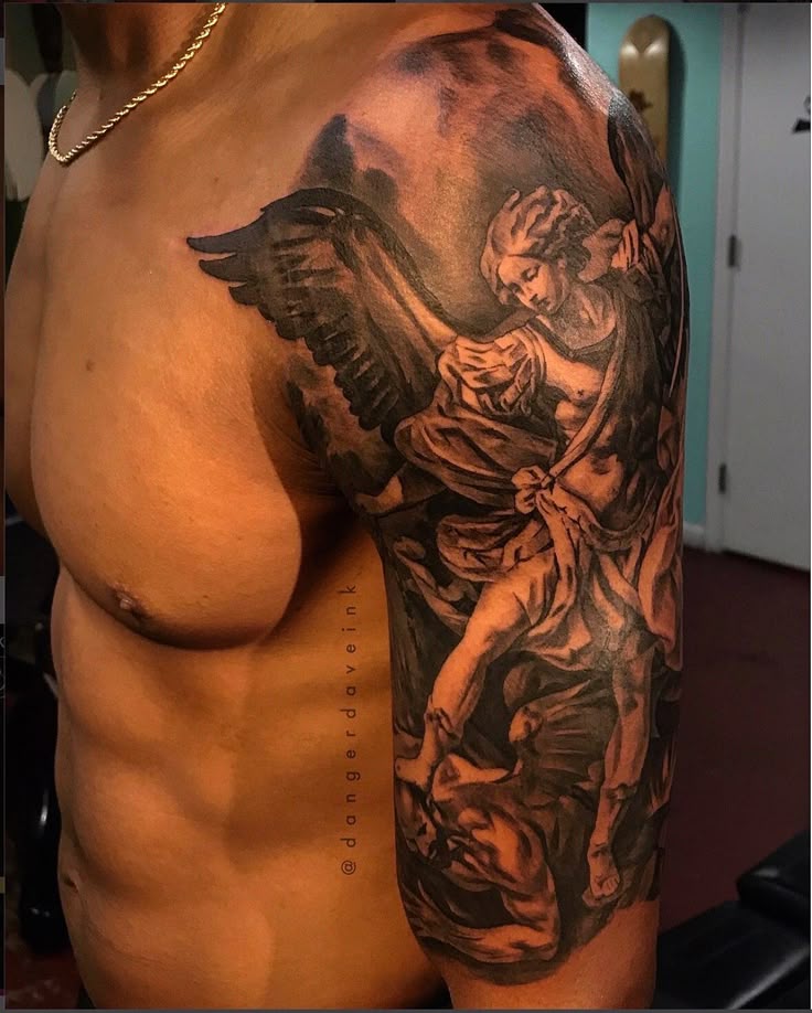 Amazing artist Dave Morris @dangerdaveink from Atlanta Georgia awesome St.  Michael's Good vs. Evil angel… |