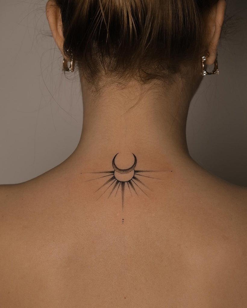 Sun and Moon Neck Tattoo