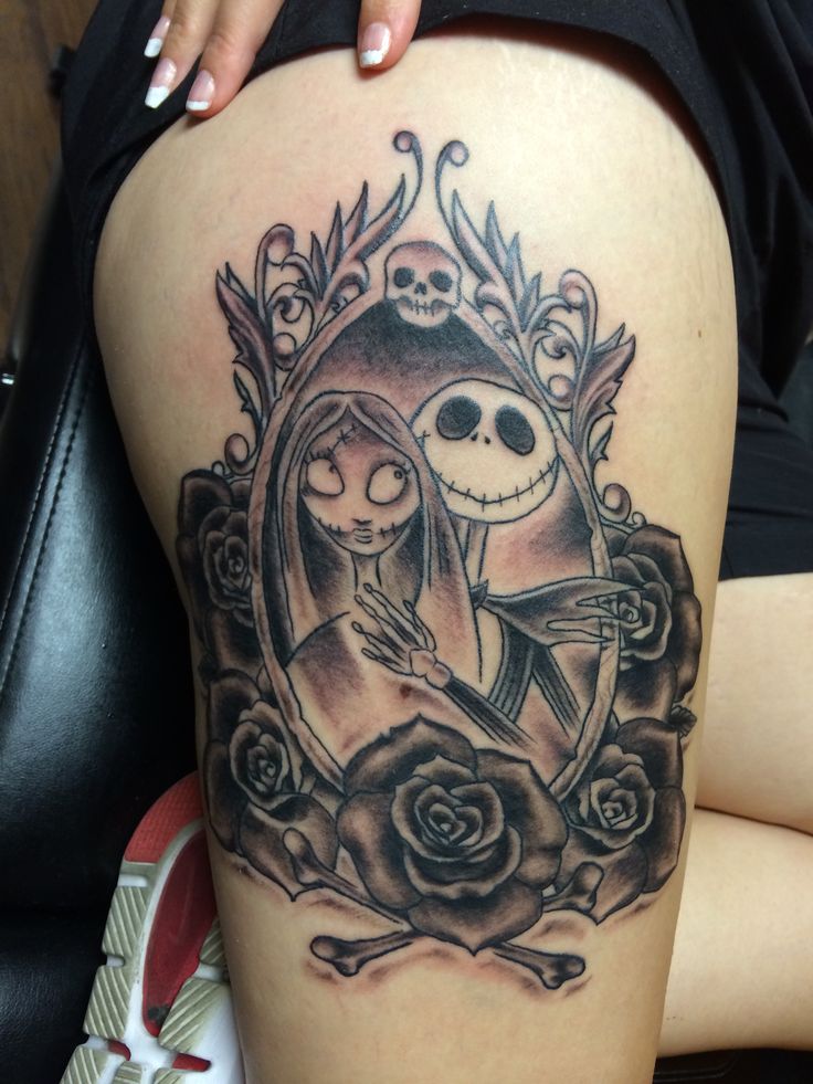Old lines. Jack and Sally. #brassmonkeytattooco #danny335tattoos  #nightmarebeforechristmas #jackandsally #jackskellington #tattoo #tattoos  #toledo #toledoohio #ohio #ohiogrown