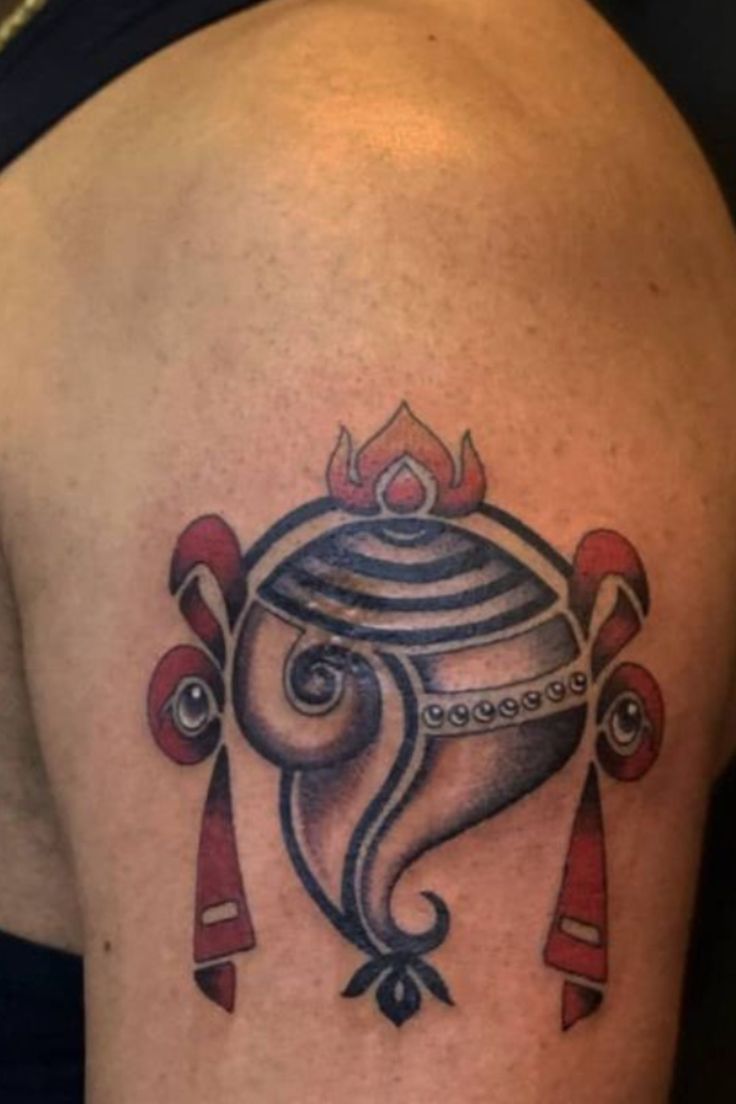 UPPER ARM SHANKH TATTOO DESIGNS