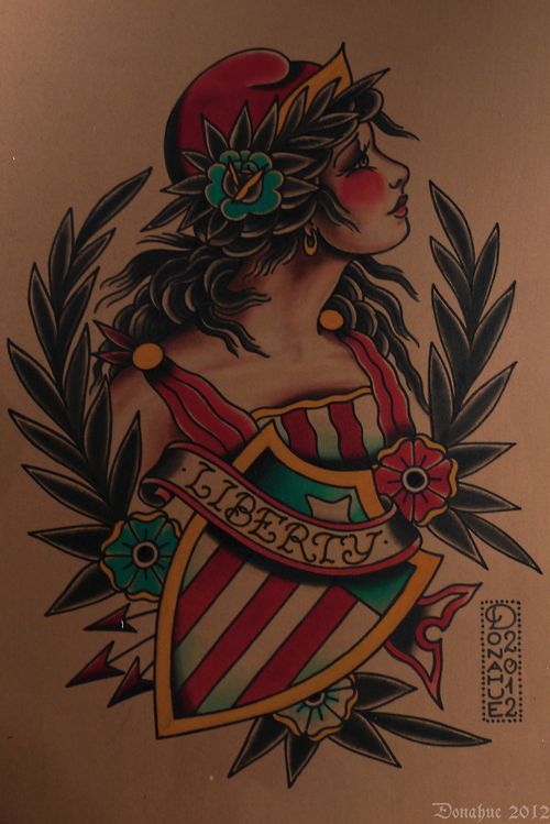 American Traditional Lady Liberty Tattoo