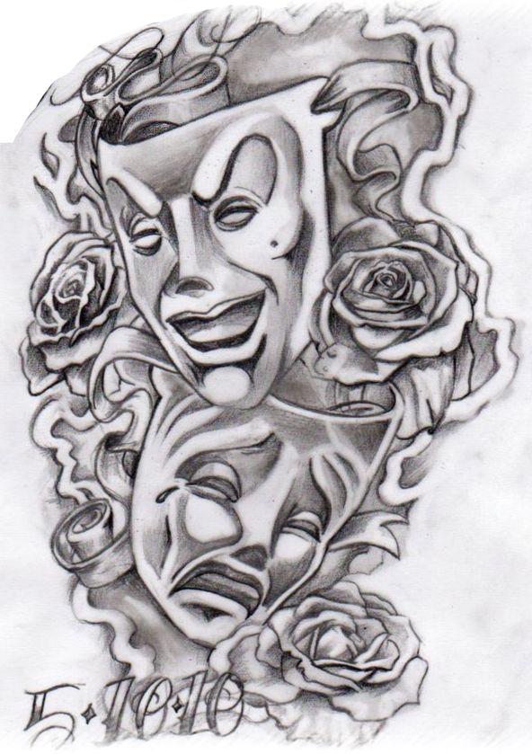 Smile now. Cry later | Mask tattoo, Chicano style tattoo, Tattoo sleeve  designs