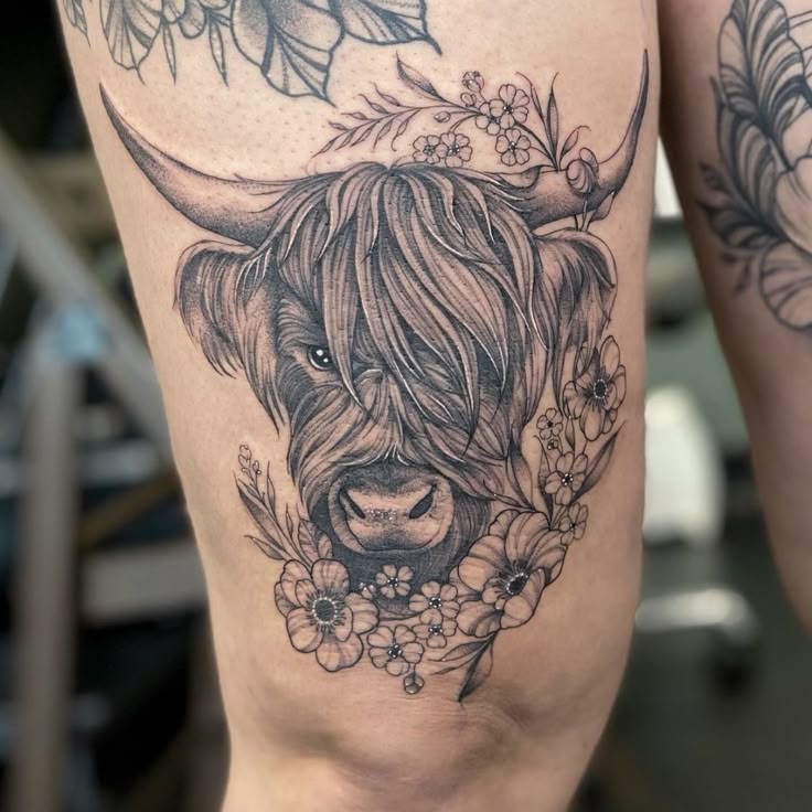 Pin by CarrieAnn Lewis on Tattoos | Thigh tattoos women, Bull tattoos, Cow  tattoo