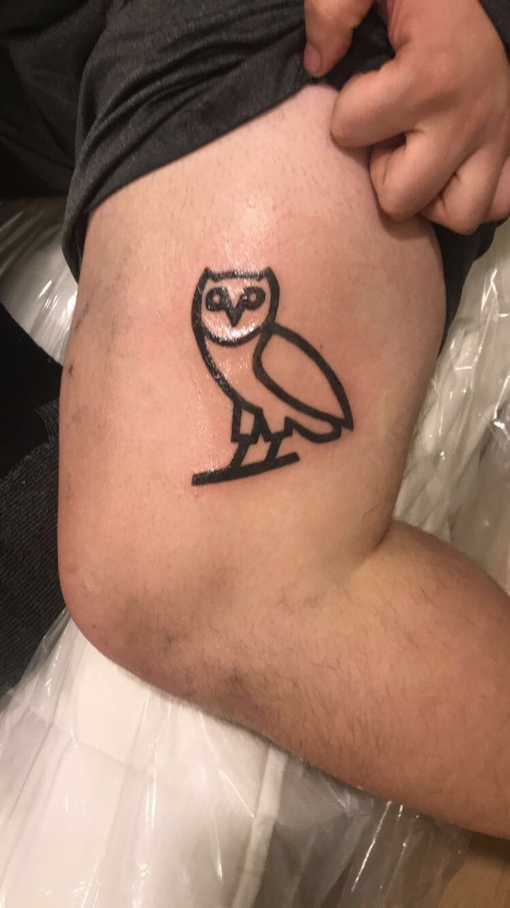 ARTYST BROWNS TATS He wanted the Drake logo owl ... I think it came out  pretty fukkin Dope! ...esp being one my first tats as a beginner