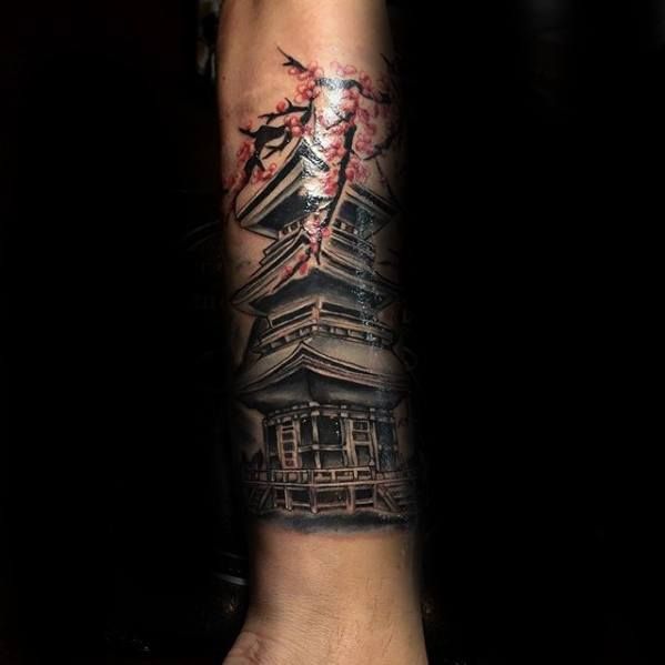 60 Pagoda Tattoo Designs for Men