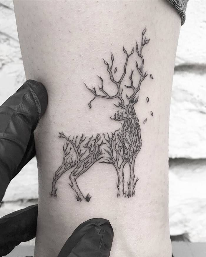 Top 15+ Deer & Tree Tattoo Designs
