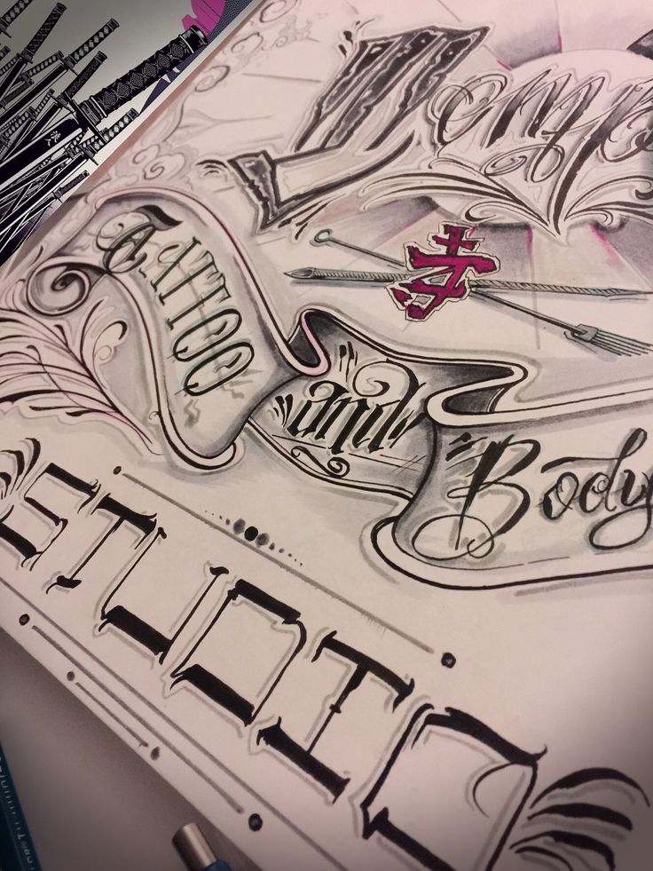 Tattoo Banner for Temple by Nick DeGenova. #typography #banner #lettering