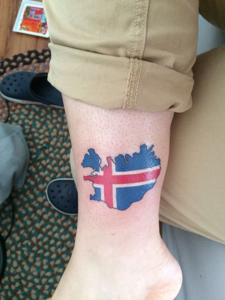 Iceland map tattoo with flag