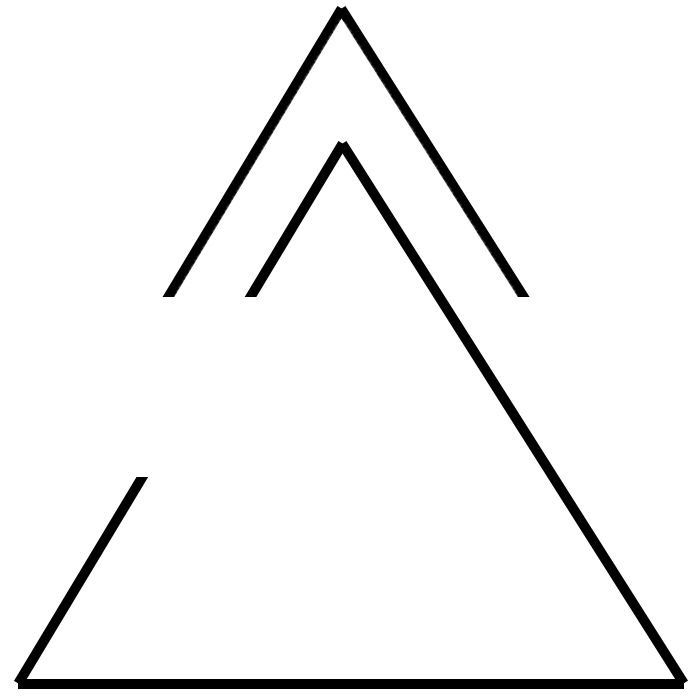 Upper arrow (hat) means progress, moving forward; open delta means openness to change.
