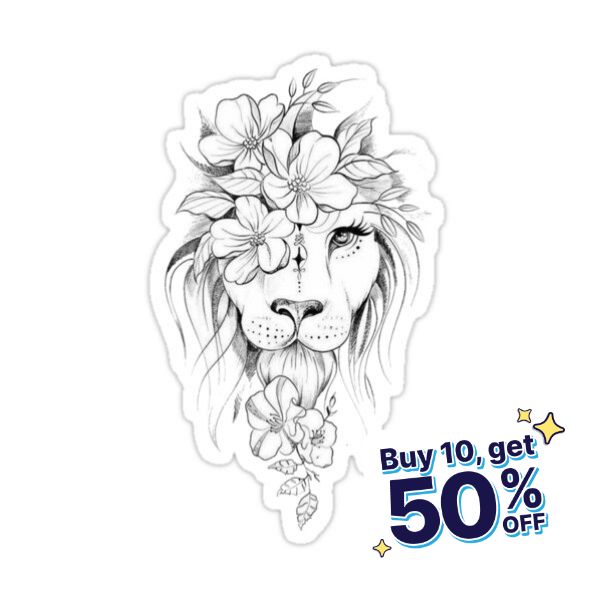 Lion With Flowers Sticker by Sticker Store | Tatouage lion, Dessin tatouage  femme, Tatouage