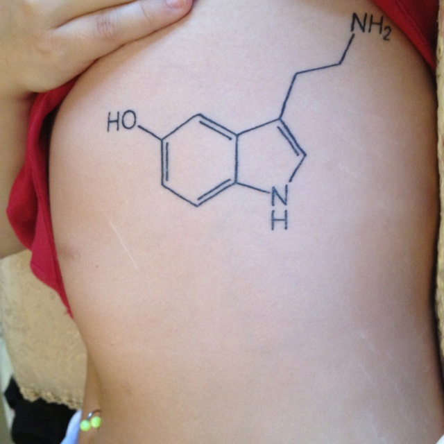 Serotonin molecule - the hormone that makes you happy #tattoo