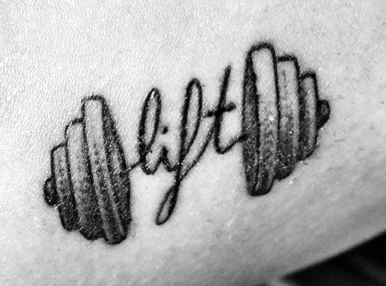 Lift tattoo with weights on either end | www.otziapp.com