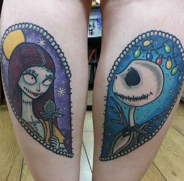 Jack and Sally tattoos #jackandsally#tattoos#nightmarebeforechristmas