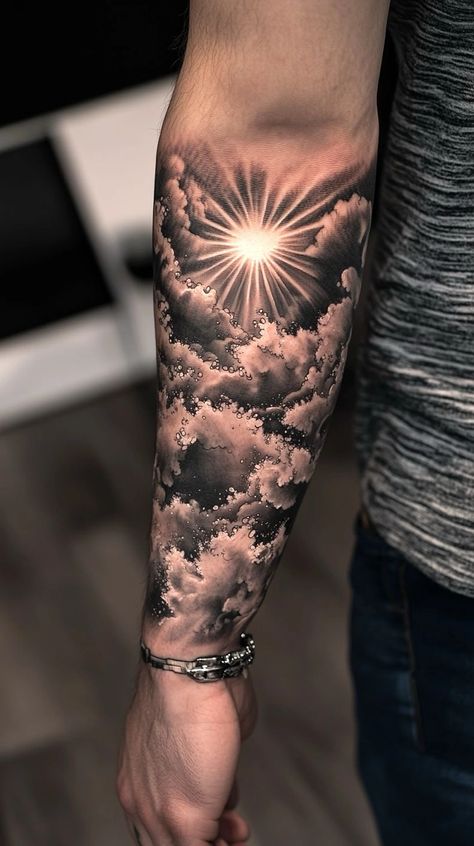 Clouds Sunrays Tattoo