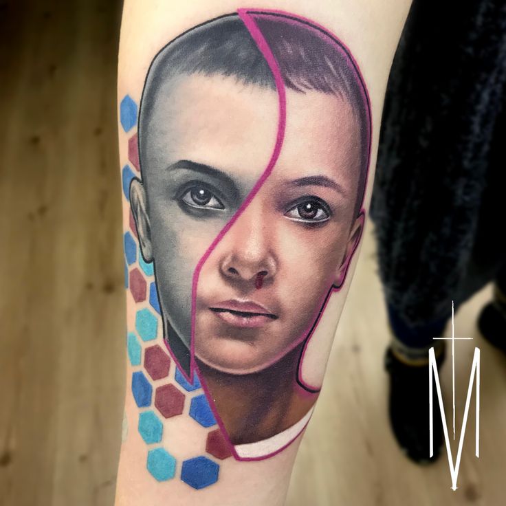 Eleven Tattoo Stranger Things #tattoo #tattoos #portraittattoo #art  #artwork #tattoodesign #eleventattoo #eleventattoodesign #abstractart  #surrealportrait #ink #inked
