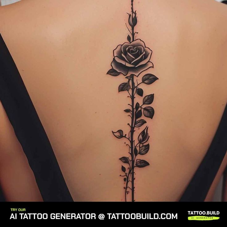 Awesome Black Rose Spine Tattoo Ideas
