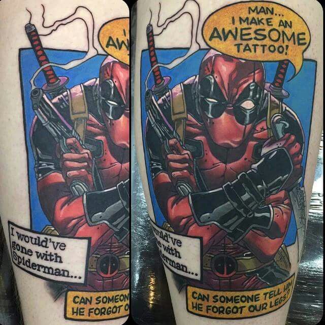 I'm totally in love with this #Deadpool #tattoo. Thinking of touching up  mine to have some of that insane chatter of his.
