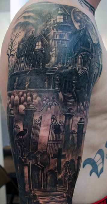 40 Graveyard Tattoo Designs for Men