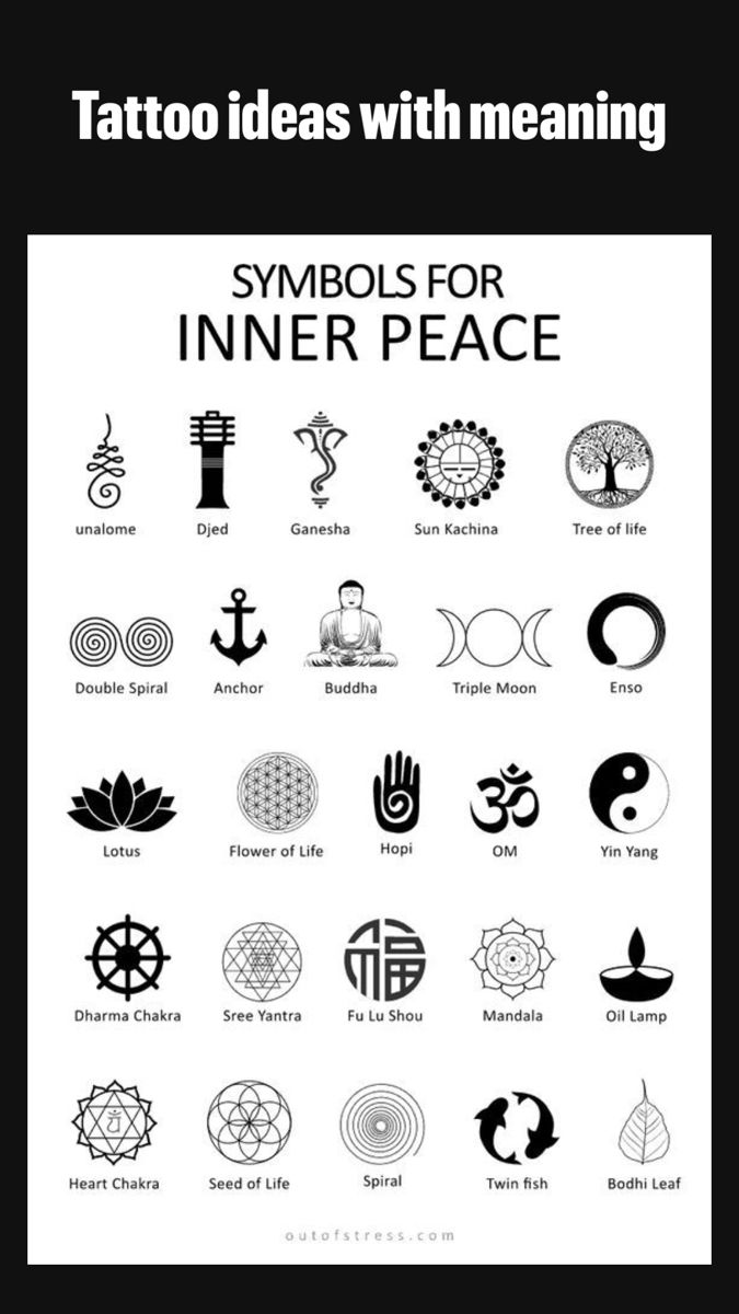 This is a collection of various tattoo symbols for inner peace. #tattooart  #peace #symbols