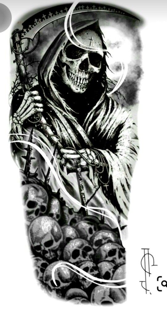 Pin by Tomáš Vargo on Tetování | Skull sleeve tattoos, Grim reaper tattoo, Reaper  tattoo