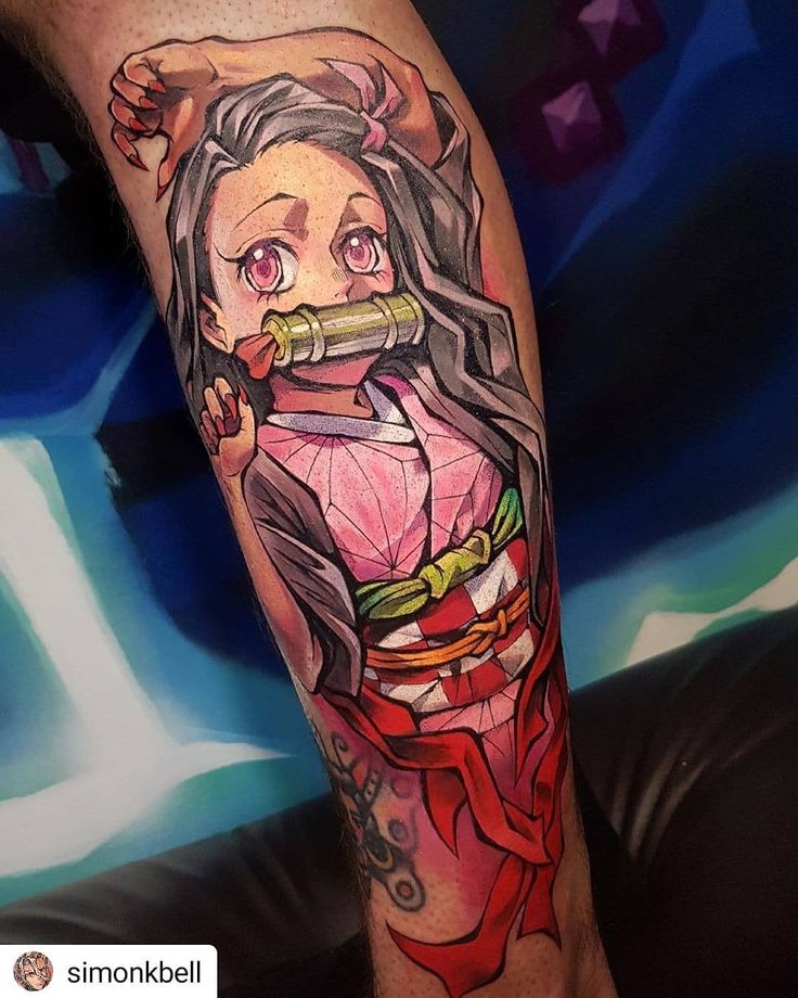 Repost @simonkbell • • • • • Nezuko from Kimetsu no Yaiba 😍🔥 Follow for  more content like this 🔥 . #anime #manga #tattoo #animetattoo…