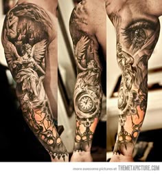 9 Angel vs demon tattoo sleeve ideas | sleeve tattoos, cool tattoos, tattoo  sleeve men
