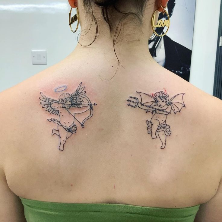 Dual Nature: Devil and Angel Baby Tattoo Designs with Meaning for Back -  Thought-Provoking Art
