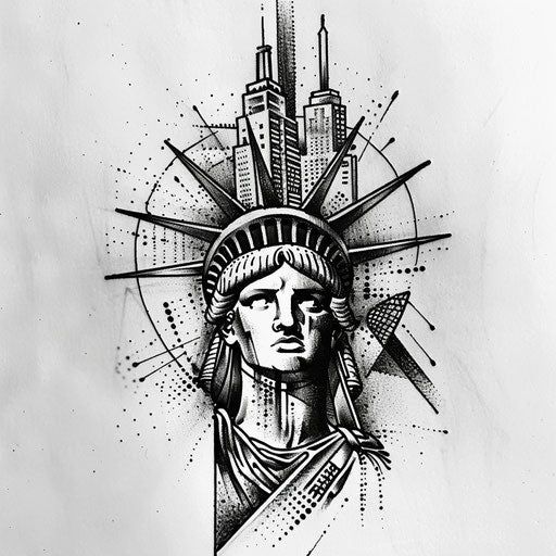 Statue Of Liberty Tattoo Vector Art