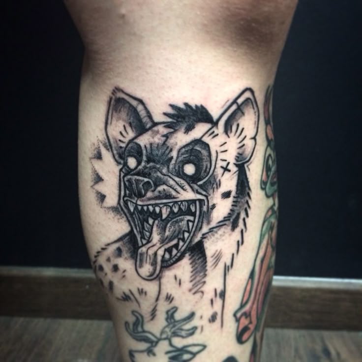 Hyena tattoo done by The Dirty Tommy at One O Nine Barcelona