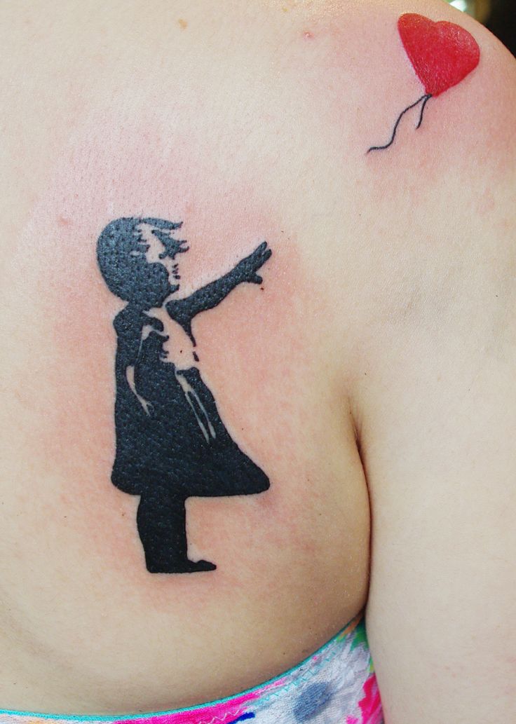 Banksy Balloon #Tattoo by Christina Christie at Black Rabbit Tattoo Studio  in Port Moody, BC