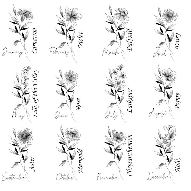 Personalized Birth Month Flower Tattoo Design: Custom Floral Name (digital  Download) - Etsy Canada