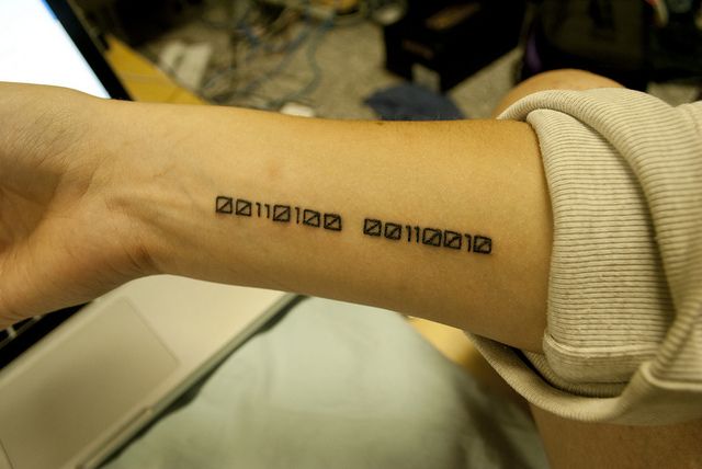 Binary tatoo | Trendy tattoos, Tattoos, Tech tattoo