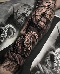 tattoos, pirate tattoo, ship tattoo