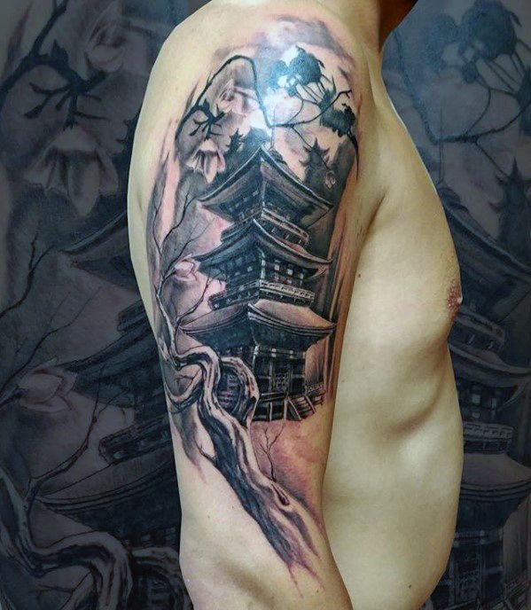 50 Epic Japanese Temple Tattoo Designs for Men