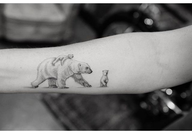 momma bear and cubs tattoo