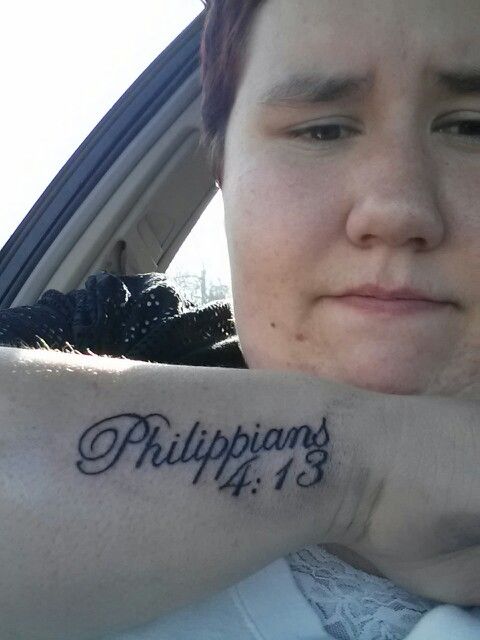 My first tattoo. "I can do all things through Christ who gives me  strength." ; Philippians 4:13 I am soo happy I got this to look at everyday  and remind myself the