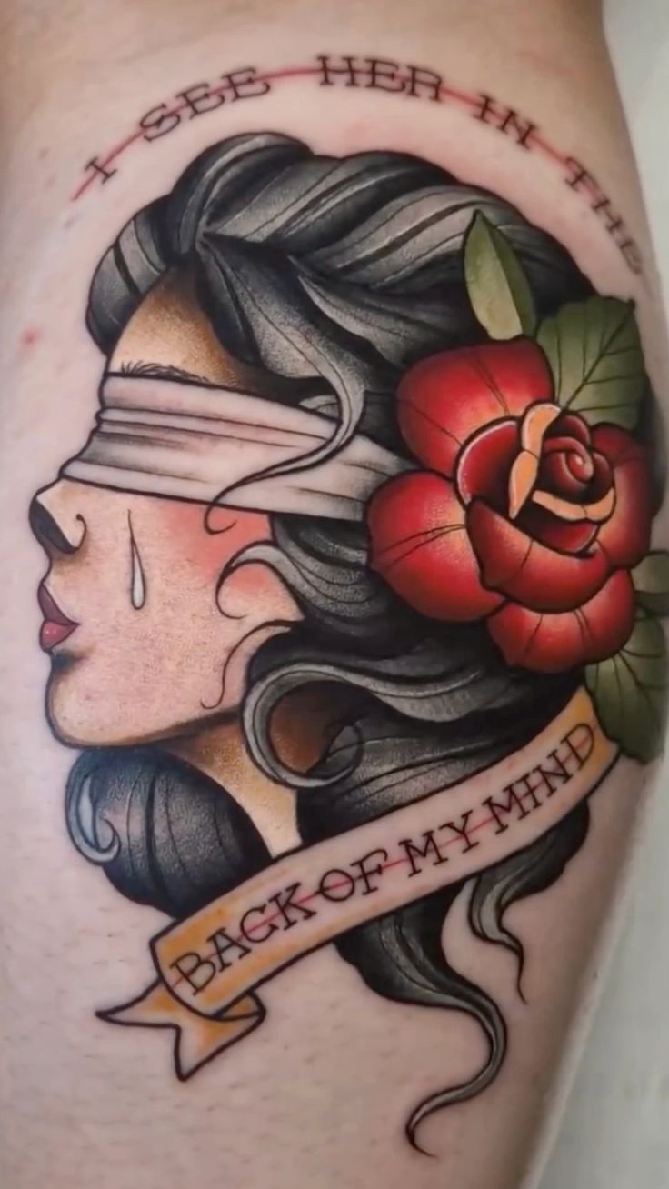 Traditional Tattoo / Neo-Traditional Tattoo Lady Face Billie Eilish  Wildflower Inspired