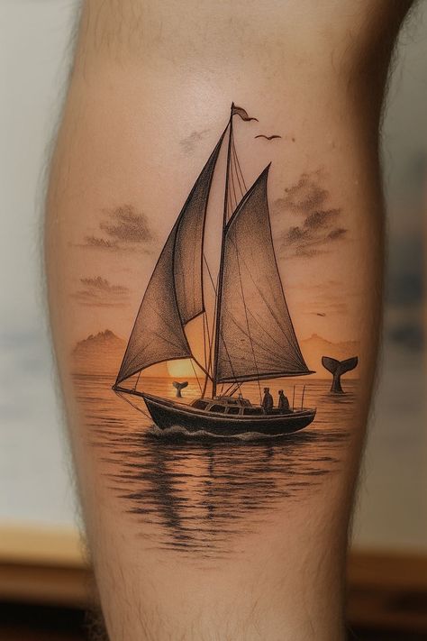 Wave Boat Tattoo