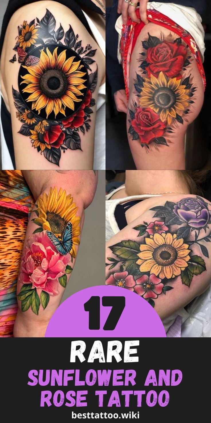 Small Sunflower and Rose Tattoo Designs: 17 Enchanting Ideas for Minimalist  Body Art in 2024